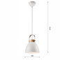 Preview: Bioledex Retro Pendelleuchte 18cm E27 weiß Metall, Holz