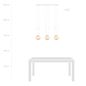 Preview: Bioledex Tonsern Pendelleuchte 3-fach E14 weiß/gold amber 70x115x15cm Made in Europe