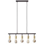 Preview: Brilliant Tiffany Balkenpendel, 5-flammig E27 Schwarz Matt Messing Gebürstet 99684/78