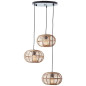 Preview: Brilliant Woodball Pendelleuchte, 3-fach E27 Schwarz Matt Natur 99885/06