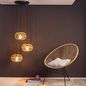 Preview: Brilliant Woodball Pendelleuchte, 3-fach E27 Schwarz Matt Natur 99885/06