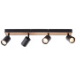 Preview: Brilliant Jello Wood LED Spotbalken, 4-fach GU10 10W/4,5W Warmweiß Schwarz Holz G93071/76