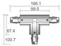 Preview: Deko-Light Schienensystem 3-Phasen 230V, D Line T-Verbinder links-links-rechts grau 710028
