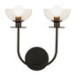 Preview: Elstead Sylvia Wandleuchte E14 2-fach Mattes Schwarz Glas klar