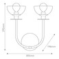 Preview: Elstead Sylvia Wandleuchte E14 2-fach Mattes Schwarz Glas klar