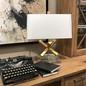 Preview: Elstead Jackson Square Tischleuchte E27 Gebeiztes Gold Creme
