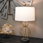 Preview: Elstead Lafitte Tischleuchte E27 Gebeiztes Silber Creme