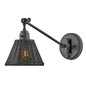Preview: Elstead Arti  Wandleuchte E27 Schwarz, schwarzer Rattan Schirm Rattan schwarz