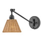 Preview: Elstead Arti  Wandleuchte E27 Schwarz, Rattan Schirm Schwarz und Rattan natur