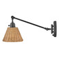 Preview: Elstead Arti  Wandleuchte E27 Schwarz, Rattan Schirm Schwarz und Rattan natur