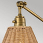 Preview: Elstead Arti  Wandleuchte E27 Hertiage Messing, Rattan Schirm Glas klar