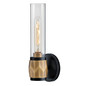 Preview: Elstead Ellison Wandleuchte E27 Schwarz mit Heritage-Messing Glas klar IP44