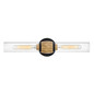 Preview: Elstead Ellison Wandleuchte E27 2-fach Schwarz mit Heritage-Messing Glas klar IP44