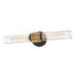 Preview: Elstead Ellison Wandleuchte E27 2-fach Schwarz mit Heritage-Messing Glas klar IP44