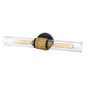 Preview: Elstead Ellison Wandleuchte E27 2-fach Schwarz mit Heritage-Messing Glas klar IP44