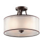 Preview: Elstead Lacey Deckenleuchte E27 3-fach Mission Bronze helle Umbra, Erd-Farbe, metallisch gefrostet