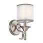 Preview: Elstead Lacey Wandleuchte E14 Antikes Zinn Weiss-organza