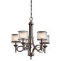 Preview: Elstead Lacey Kronleuchter E14 5-fach Mission Bronze helle Umbra, Erd-Farbe, metallisch gefrostet