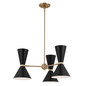 Preview: Elstead Phix Kronleuchter E27 6-fach Schwarz und Champagnerbronze Schwarz