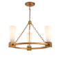 Preview: Elstead Kristy Kronleuchter E27 3-fach Gebeiztes Gold Opal