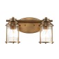 Preview: Elstead Ashland Bay Wandleuchte E27 2-fach Naturmessing Klar gerippt IP44