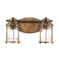 Preview: Elstead Ashland Bay Wandleuchte E27 2-fach Naturmessing Klar gerippt IP44