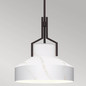 Preview: Elstead Brecken Pendelleuchte E27 2-fach Gealterte Bronze und Opalglas-Schirm mit Einfassung Opalglas