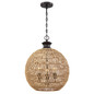 Preview: Elstead Casablanca Pendelleuchte E27 3-fach Palladianische Bronze Papierseil naturfarben