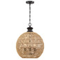 Preview: Elstead Casablanca Pendelleuchte E27 3-fach Palladianische Bronze Papierseil naturfarben