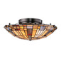 Preview: Elstead Inglenook Deckenleuchte E27 2-fach Valiant Bronze und Kunstglas-Schirm Tiffanyglas