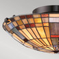 Preview: Elstead Inglenook Deckenleuchte E27 2-fach Valiant Bronze und Kunstglas-Schirm Tiffanyglas