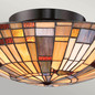 Preview: Elstead Inglenook Deckenleuchte E27 2-fach Valiant Bronze und Kunstglas-Schirm Tiffanyglas