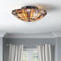 Preview: Elstead Inglenook Deckenleuchte E27 2-fach Valiant Bronze und Kunstglas-Schirm Tiffanyglas