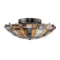 Preview: Elstead Inglenook Deckenleuchte E27 2-fach Valiant Bronze und Kunstglas-Schirm Tiffanyglas