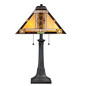 Preview: Elstead Navajo Tischlampe E27 2-fach Bronze und Kunstglas-Schirm Tiffanyglas