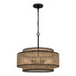 Preview: Elstead Teton Pendelleuchte E27 5-fach Mattes Schwarz Stahl, naturfarben