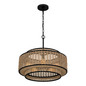Preview: Elstead Teton Pendelleuchte E27 5-fach Mattes Schwarz Stahl, naturfarben