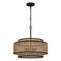 Preview: Elstead Teton Pendelleuchte E27 5-fach Mattes Schwarz Stahl, naturfarben