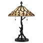 Preview: Elstead Whispering Tischlampe E27 2-fach Valiant Bronze und Kunstglas-Schirm Tiffanyglas cremeweiß