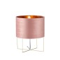 Preview: Fischer & Honsel Aura Moderne Tischleuchte E27 Stoffschirm rose samt gold 50394