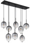 Preview: Globo Attila E14 Hängeleuchte 8-fach 40W Schwarz Matt, Metall 120cm 15215-8