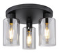 Preview: Globo Hadera E27 Deckenleuchte 3-fach 60W Schwarz Matt, Metall Ø10cm 15465-3D