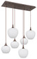 Preview: Globo Maxy E27 Hängeleuchte 6-fach 40W Kaffeefarben, Metall 120cm 15548-6HC