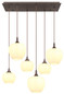 Preview: Globo Maxy E27 Hängeleuchte 6-fach 40W Kaffeefarben, Metall 120cm 15548-6HC