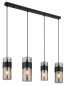 Preview: Globo Scarfina E27 Hängeleuchte 4-fach 60W Schwarz Matt, Metall 150cm 15718-4