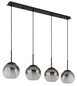 Preview: Globo Barry E27 Hängeleuchte 4-fach 40W Schwarz Matt, Metall Ø18cm 15749-4H