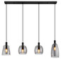 Preview: Globo Garri E14 Hängeleuchte 4-fach 40W Schwarz Matt, Metall 120cm 15789-4HB