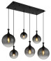 Preview: Globo Dalton E27 Hängeleuchte 6-fach 10W Schwarz Matt, Metall 141cm 15885-6H