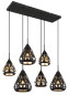 Preview: Globo Hassan E27 Hängeleuchte 6-fach 40W Schwarz Matt, Metall 120cm 15889-6H
