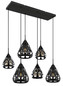 Preview: Globo Hassan E27 Hängeleuchte 6-fach 40W Schwarz Matt, Metall 120cm 15889-6H